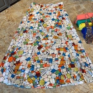 Anthropologie Maeve Colorful Mosaic Maxi Skirt